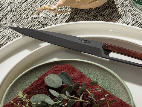 6 Deejo Tafelmesser Prestige Serrated, Korallenholz