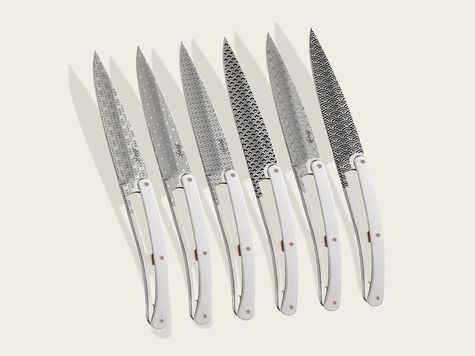 6 Deejo Tafelmesser Prestige, Chrom / Geometry